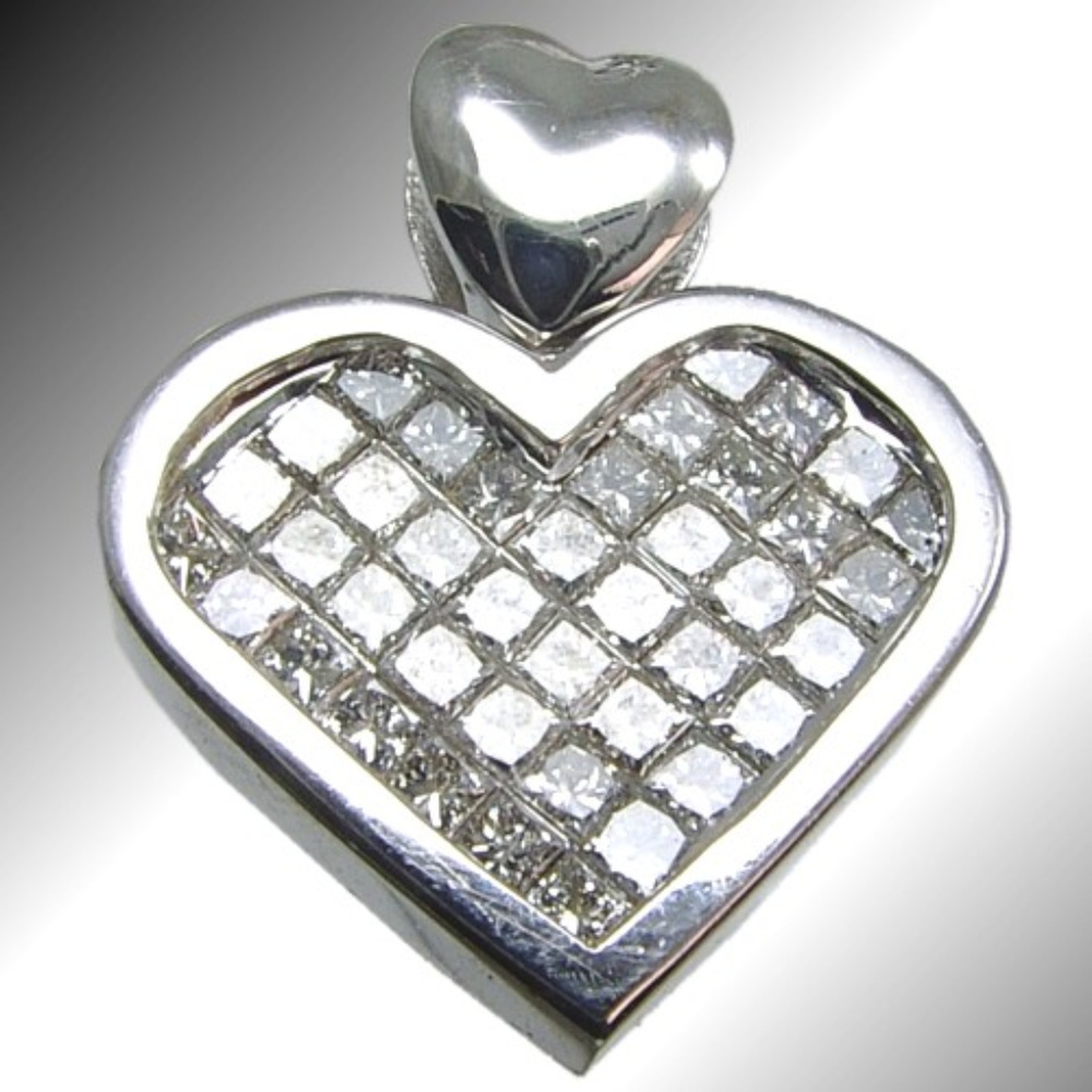 Diamond Invisible Set Pendant 1.55TDW 18KT White